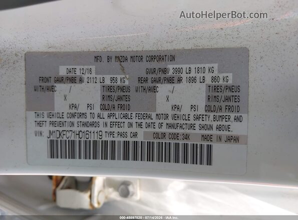 JM1DKFC71H0161119 2017 MAZDA CX-3 White Вид підкапотного простору