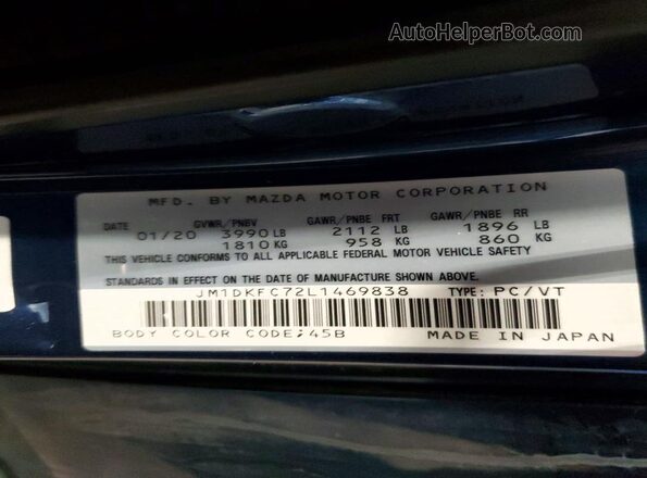 JM1DKFC72L1469838 2020 MAZDA CX-3 Blue ძრავის განყოფილების ხედი