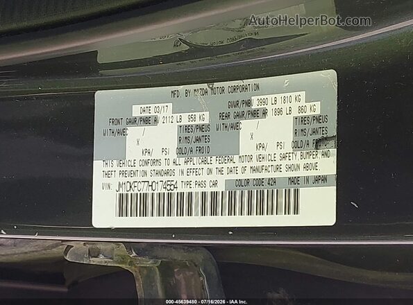 JM1DKFC77H0174554 2017 MAZDA CX-3 Серый Вид подкапотного пространства