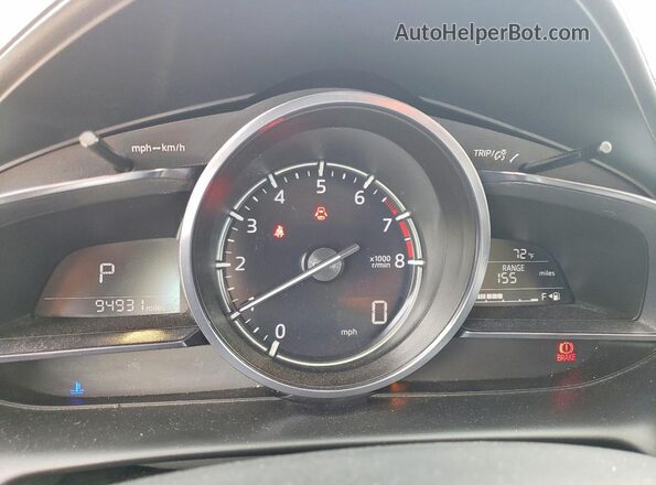 JM1DKFD77J0331164 2018 MAZDA CX-3 Red Instrument cluster view