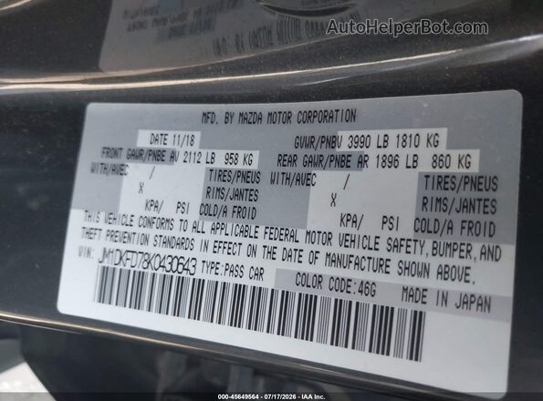 JM1DKFD78K0430643 2019 MAZDA CX-3 Gray Вид підкапотного простору