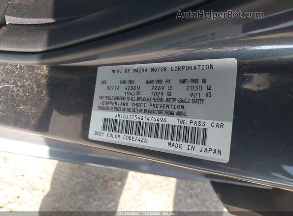 JM1GJ1T54G1474496 2016 MAZDA 6 Gray ძრავის განყოფილების ხედი