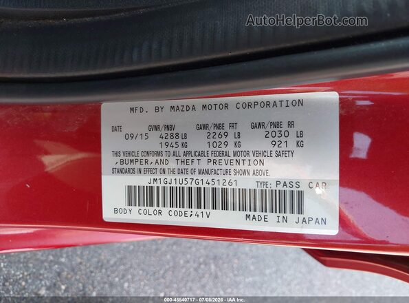 JM1GJ1U57G1451261 2016 MAZDA 6 Red Շարժիչի բաժամունքի տեսք