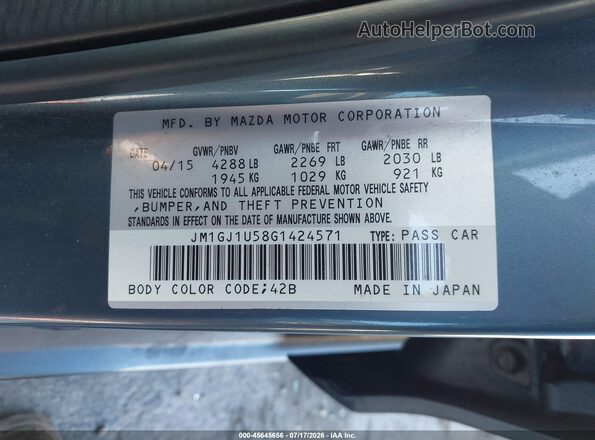 JM1GJ1U58G1424571 2016 MAZDA 6 Blue Շարժիչի բաժամունքի տեսք