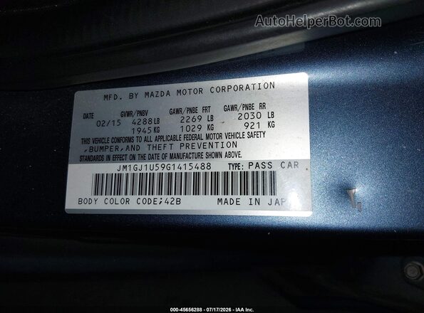 JM1GJ1U59G1415488 2016 MAZDA 6 Green Widok komory silnika