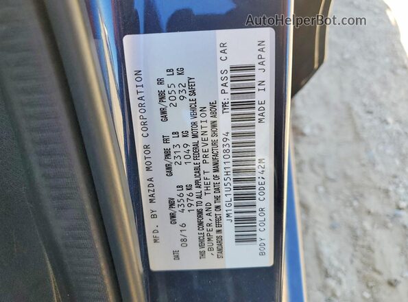 JM1GL1U55H1108394 2017 MAZDA 6 Blue Շարժիչի բաժամունքի տեսք