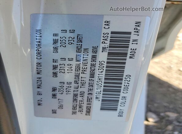 JM1GL1U55H1143095 2017 MAZDA 6 White Շարժիչի բաժամունքի տեսք