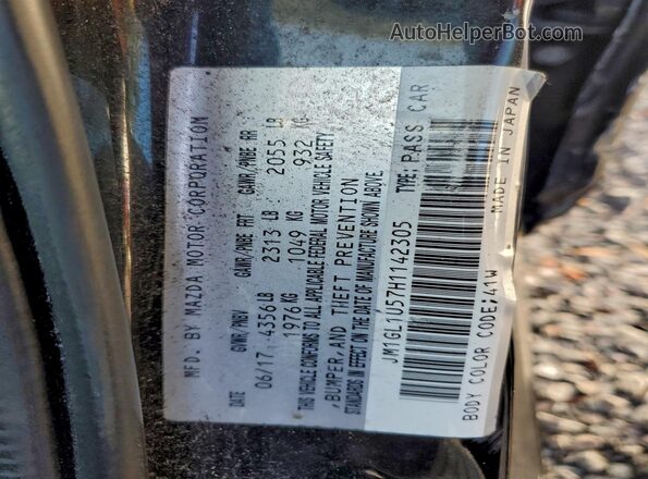 JM1GL1U57H1142305 2017 MAZDA 6 Black VIN կոդի պիտակի տեսք