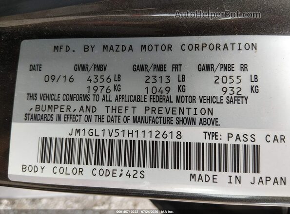 JM1GL1V51H1112618 2017 MAZDA 6 Brown Vista del compartimento del motor