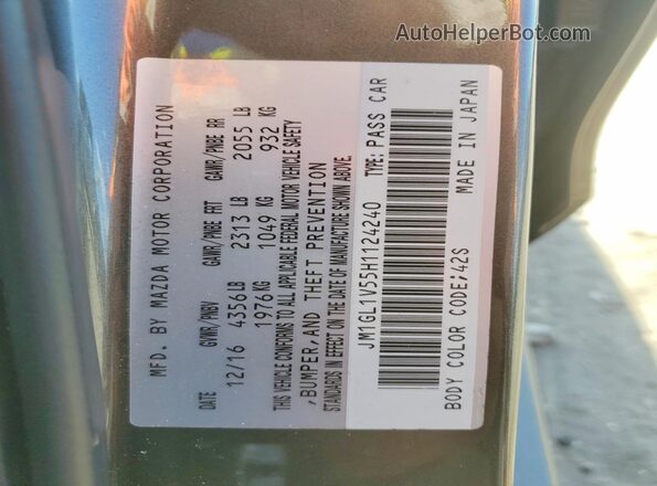 JM1GL1V55H1124240 2017 MAZDA 6 Brown Շարժիչի բաժամունքի տեսք
