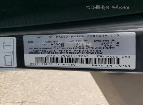 JM1GL1V56H1117085 2017 MAZDA 6 Gray VIN sticker view