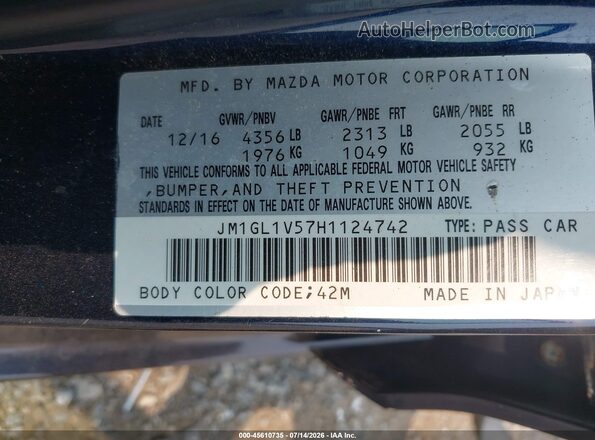 JM1GL1V57H1124742 2017 MAZDA 6 Blue Widok komory silnika