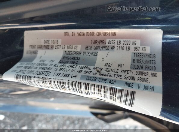 JM1GL1VM1J1329731 2018 MAZDA 6 Blue Vista del compartimento del motor