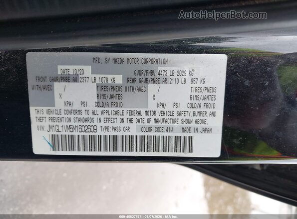 JM1GL1VM5M1602609 2021 MAZDA 6 Black Շարժիչի բաժամունքի տեսք