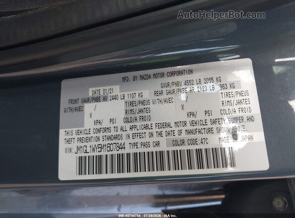 JM1GL1WY5M1607844 2021 MAZDA 6 Gray Widok komory silnika