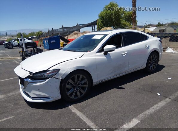 JM1GL1WY6J1334909 2018 MAZDA 6 White წინა მარცხენა ხედი სამი მეოთხედიდან