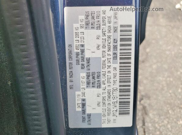 JM1GL1WY6L1517780 2020 MAZDA 6 Blue Widok komory silnika