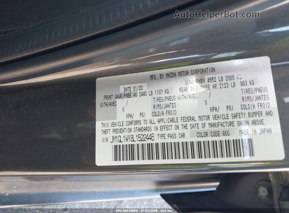 JM1GL1WY8L1522446 2020 MAZDA 6 Gray Engine compartment view
