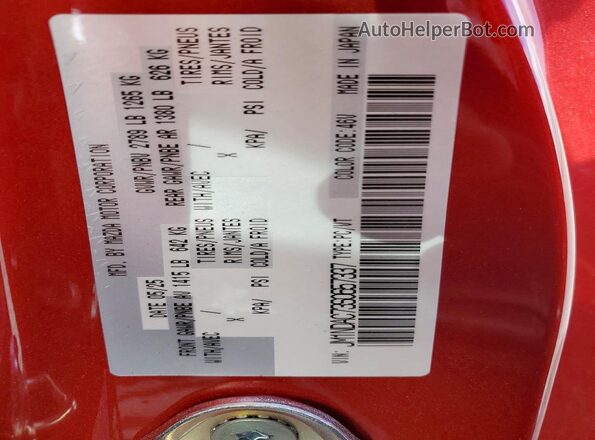 JM1NDAC73S0657337 2025 MAZDA MX-5 Red Widok naklejki z numerem VIN
