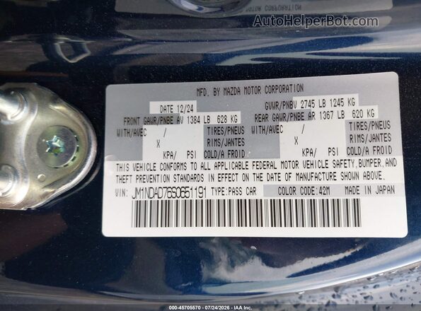 JM1NDAD76S0651191 2025 MAZDA MX-5 MIATA Blue Engine compartment view