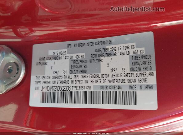 JM1NDAM73N0502306 2022 MAZDA MX-5 MIATA RF Красный Вид подкапотного пространства