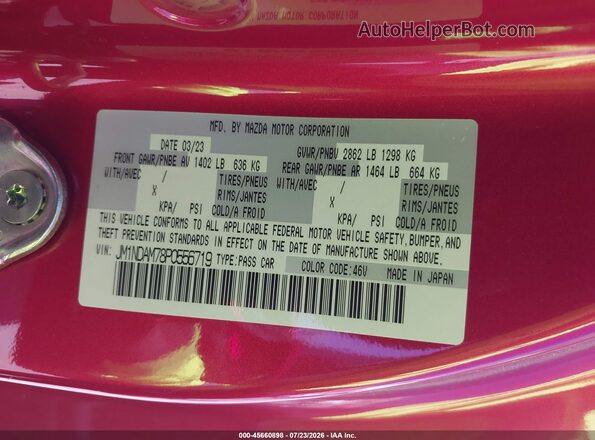 JM1NDAM78P0556719 2023 MAZDA MX-5 MIATA RF Red Շարժիչի բաժամունքի տեսք