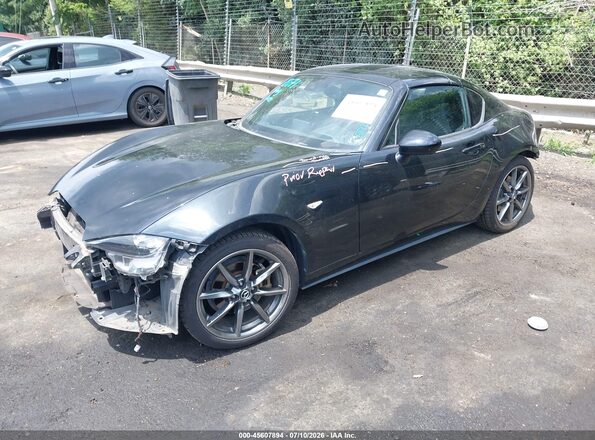 JM1NDAM7XM0452714 2021 MAZDA MX-5 MIATA RF Black Առջևի ձախ երեք քառորդ տեսարան