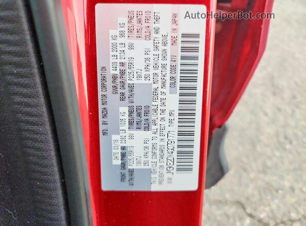 JM3KE2DY4G0791771 2016 MAZDA CX-5 Red Widok naklejki z numerem VIN