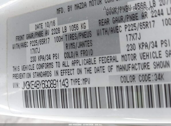 JM3KE4BY6G0891143 2016 MAZDA CX-5 White Engine compartment view