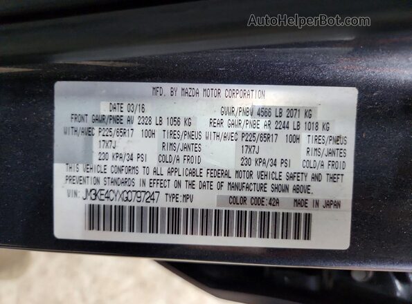 JM3KE4CYXG0797247 2016 MAZDA CX-5 Gray VIN sticker view