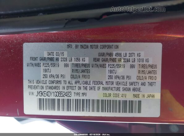JM3KE4DY1G0652483 2016 MAZDA CX-5 Red Widok komory silnika