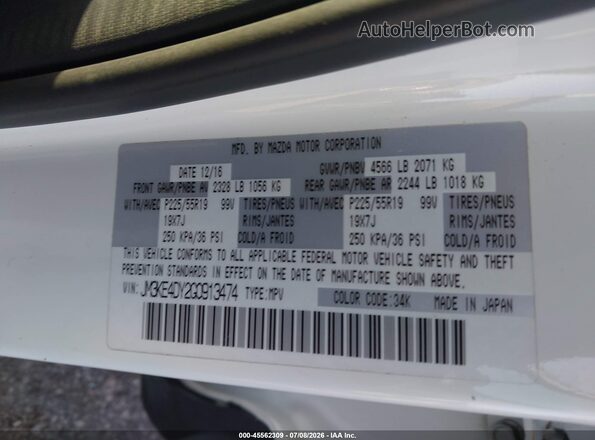 JM3KE4DY2G0913474 2016 MAZDA CX-5 White Vista del compartimento del motor