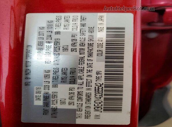 JM3KE4DY4G0865542 2016 MAZDA CX-5 Красный Вид наклейки с VIN-кодом