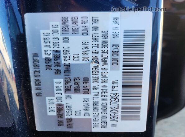 JM3KFACM2L0729494 2020 MAZDA CX-5 Black VIN sticker view