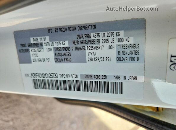 JM3KFACM2M0126739 2021 MAZDA CX-5 Белый Панорамный вид салона 360°