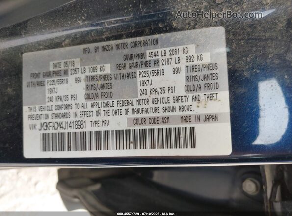 JM3KFACM4J1418981 2018 MAZDA CX-5 Dark Blue Widok komory silnika