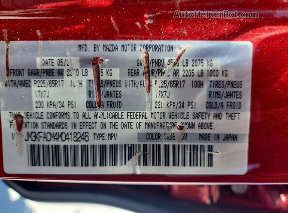 JM3KFACM4M0418246 2021 MAZDA CX-5 Red Vista del compartimento del motor