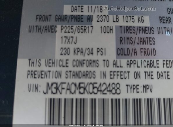 JM3KFACM5K0542488 2019 MAZDA CX-5 Black Widok komory silnika