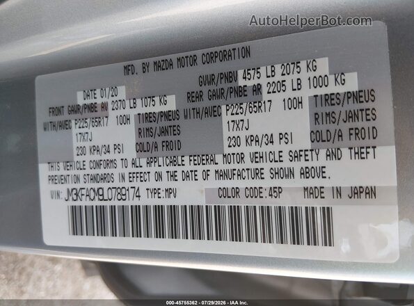JM3KFACM9L0789174 2020 MAZDA CX-5 Gray Vista del compartimento del motor