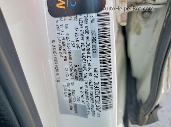 JM3KFADL0H0200610 2017 MAZDA CX-5 White Vista de la etiqueta del VIN