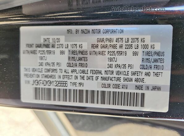 JM3KFADM3M1326666 2021 MAZDA CX-5 Black VIN կոդի պիտակի տեսք