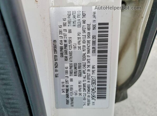 JM3KFADM5J1390817 2018 MAZDA CX-5 White Вид наклейки з VIN-кодом