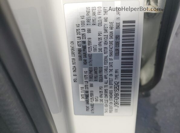 JM3KFADM8K1525242 2019 MAZDA CX-5 White Vista de la etiqueta del VIN