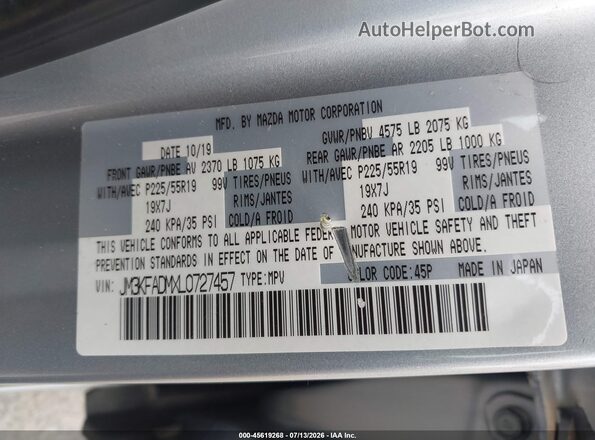 JM3KFADMXL0727457 2020 MAZDA CX-5 Silver Widok komory silnika