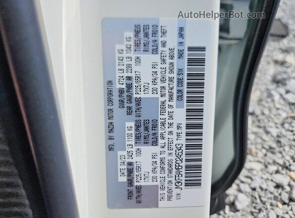 JM3KFBAM6P0245343 2023 MAZDA CX-5 White Vista de la etiqueta del VIN