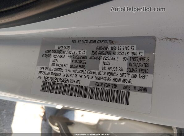 JM3KFBAY3M0444686 2021 MAZDA CX-5 White Engine compartment view