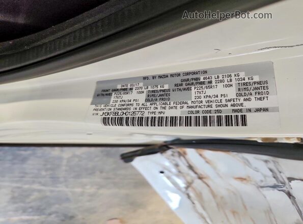 JM3KFBBL0H0125772 2017 MAZDA CX-5 White VIN sticker view