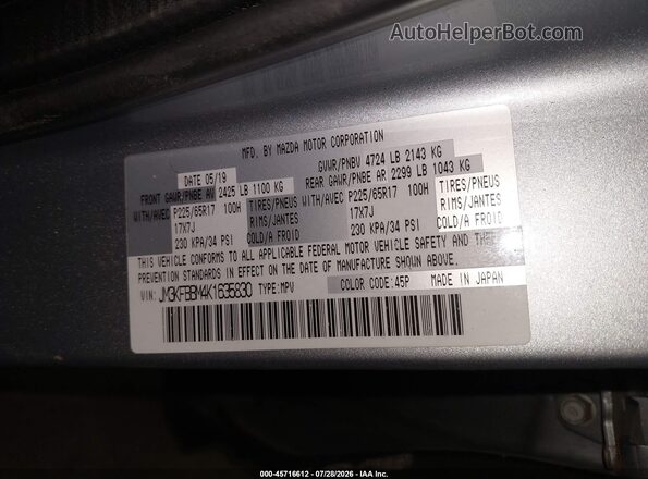 JM3KFBBM4K1635830 2019 MAZDA CX-5 Silver Vista del compartimento del motor