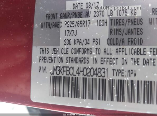 JM3KFBCL4H0204831 2017 MAZDA CX-5 Red Widok komory silnika