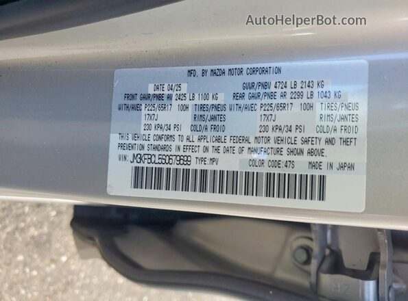 JM3KFBCL5S0679699 2025 MAZDA CX-5 Silver Widok naklejki z numerem VIN